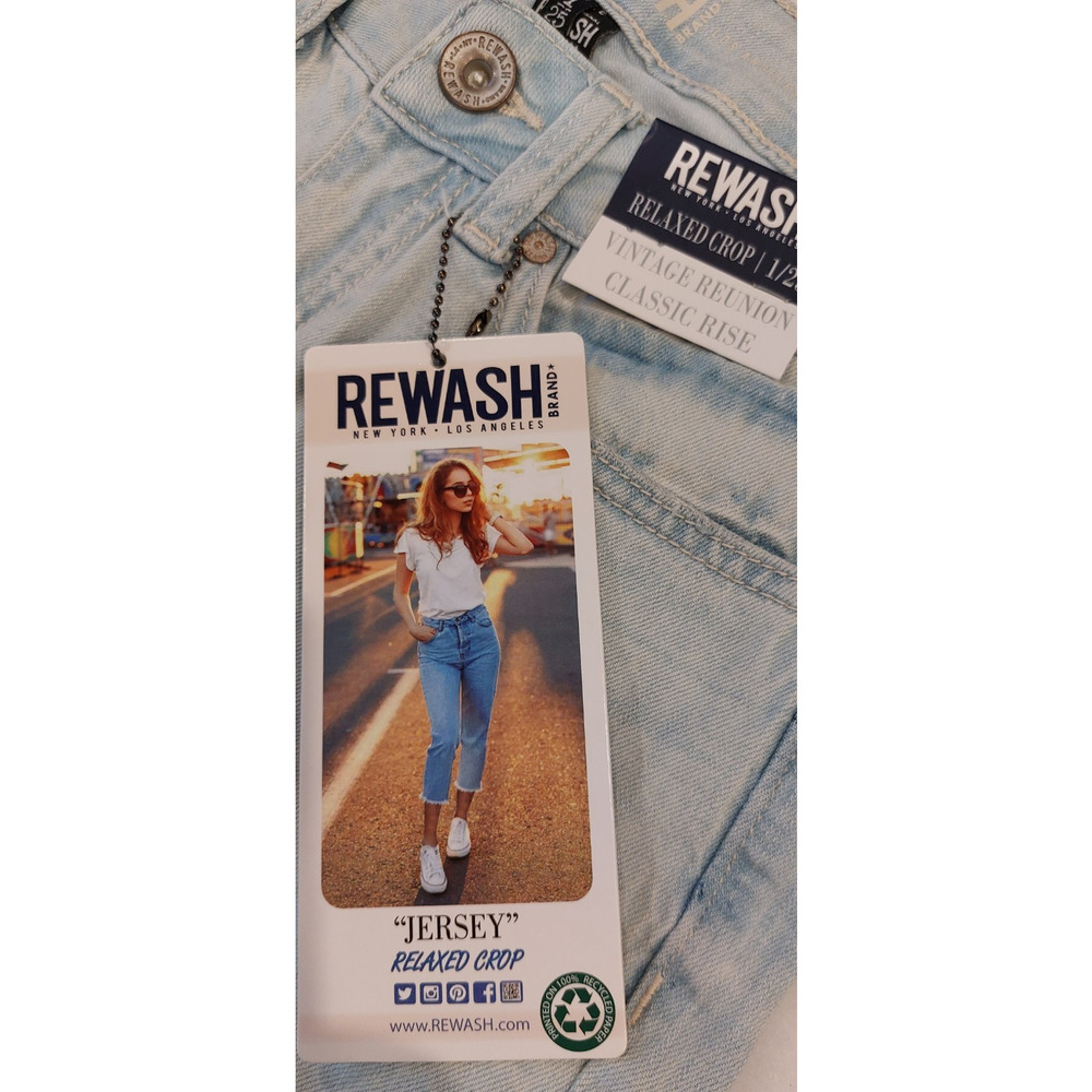REWASH Brand Women"s Jeans Jersey‎ Relaxed Crop Distressed Light Denim Size 1/25 - Picture 5 of 12